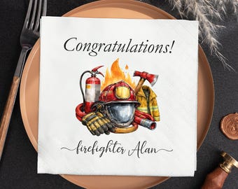 Personalized Graduation Napkins, Firefighter Graduation Napkins, Fire Academy Graduation Gift, You Did it, Class of 2026, Grad Party Decor