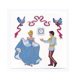 Free Shipping Sandylion Stickers: Disney Cinderella Prince Charming Clock Birds Ribbon Dress Love Princess Vintage Collection Sparkle Bling image 1