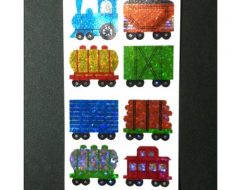 Free Shipping! Rare Hambly Stickers: Train  Collection Vintage Glitter Retired Hard to Find Colorful Trains Cute Train New Collector Vintage