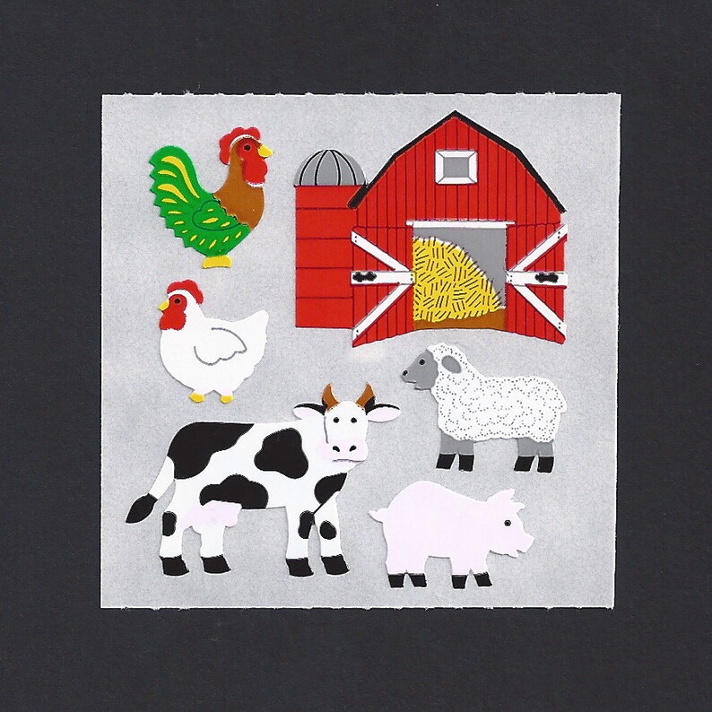 Free Shipping Sandylion Stickers: Farm Animals Cow Rooster Pig Lamb Sheep Hen Chicken Barn Hay Collection Vintage Collect Cute Sticker image 1