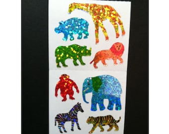 Free Shipping! Rare Hambly Stickers: Animals   Vintage Collection Retired Hard to Find Colorful Zoo Safari Jungle Elephant Lion Tiger Monkey