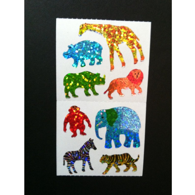 Free Shipping Rare Hambly Stickers: Animals Vintage Collection Retired Hard to Find Colorful Zoo Safari Jungle Elephant Lion Tiger Monkey image 1