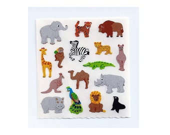 Free Shipping! Sandylion Stickers: Mini Zoo Animals - Wild  Elephant Tiger Zebra Camel Seal Hippo Peacock Kangaroo Alligator Llama Monkey