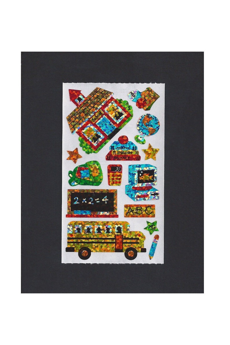 Free Shipping Rare Hambly Stickers: School Vintage Bus Chalk Board Computer Pencil Stars Backpack Globe Retired Hard to Find Collection image 1