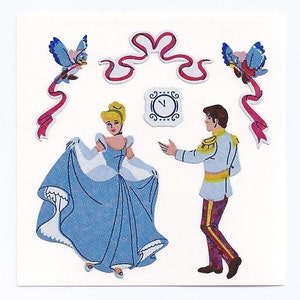 Free Shipping Sandylion Stickers: Disney Cinderella Prince Charming Clock Birds Ribbon Dress Love Princess Vintage Collection Sparkle Bling image 2