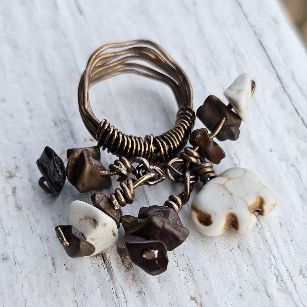 Handmade Elephant Bead Ring: Wire Wrapped Copper Fidget Ring - Etsy