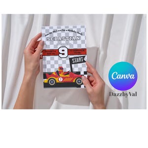 Editable Race Car Birthday Invitation Template, Race Car Invitation