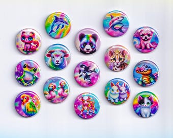 Small Whimsical Animal Button Pin/ Magnet Set - 1 Inch