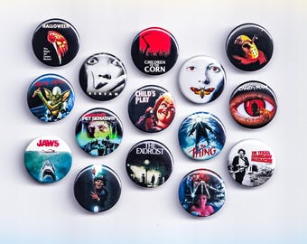 Small Horror Movie Button Pin/ Magnet Set - 1 Inch
