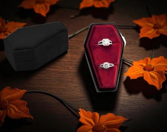 Samt Ring Box: Sarg Halloween Hochzeit Verlobung Ring Box