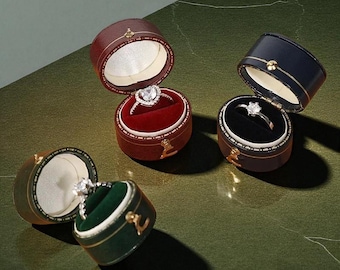 Caja de terciopelo para anillos, elegante recuerdo para bodas y compromisos.