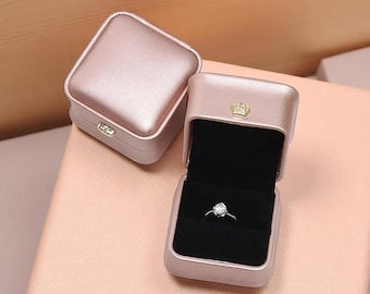 Engagement Ring Box, Wedding Ring Box, Leather Ring Box, Ring Box, Ring Bearer Box, Single Ring Box, Anniversary Gift, Wedding Gift