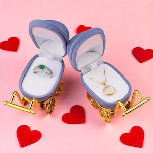 ベルベットベビーカーリングボックス：婚約、結婚、記念品