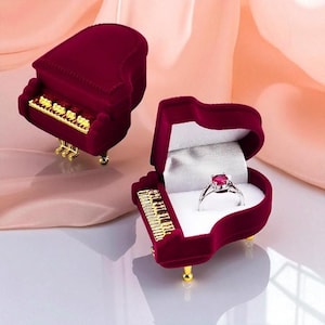 婚約指輪ボックス、結婚指輪ボックス、ベルベットリングボックス、リングボックス、リングベアラーボックス、ピアノ型リングボックス、記念日の贈り物、結婚祝い