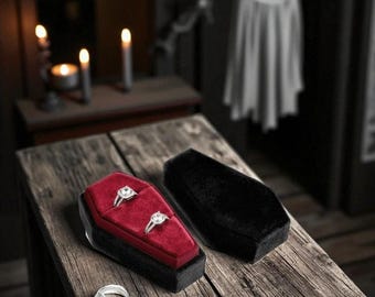 Samt Ring Box: Sarg Halloween Hochzeit Verlobung Ring Box