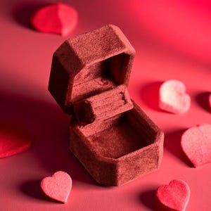 パーソナライズされたベルベットリングボックス：婚約、結婚、記念日