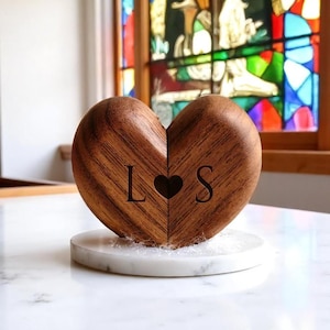 Engagement Ring Box, Wedding Ring Box, Heart Ring Box, Ring Bearer Box, Engraved Ring Box, Wood Ring Box, Anniversary Gift, Wedding Gift