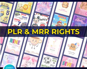 Más de 25 invitaciones de cumpleaños editables / Plantillas de Canva con MRR y PLR / Véndelas como si fueran tuyas / Descarga instantánea