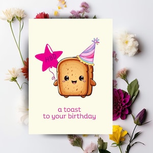 Happy Birthday Card-DIGITAL Download-Printable Card-Bday Printable Card-Instant Download Card- Birthday Invite - A Toast To Your Birthday