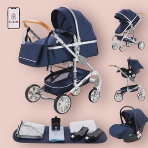 3-in-1 kinderwagen, draagbare reiskinderwagen, opvouwbare kinderwagens, aluminium frame, hoge landschapswagen voor pasgeborenen