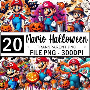 Bundle de cliparts Mario dessin animé, Super Mario en Png d'Halloween, clipart effrayant, Halloween dessin animé Png, Clipart Super Mario, Design Png 20