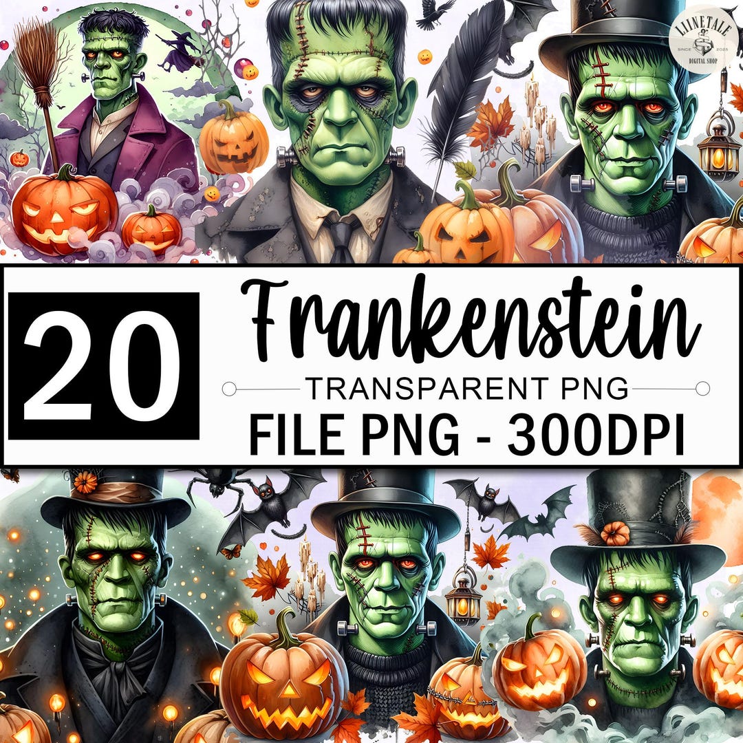 Frankenstein Clipart Bundle, Halloween Frankenstein Png Clipart ...