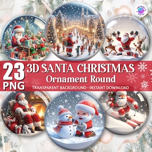 10+ Watercolor Christmas Scenes Ornament Png, Christmas Village Png, Round Ornament Png Bundle, High Quality Clipart, Digital Download