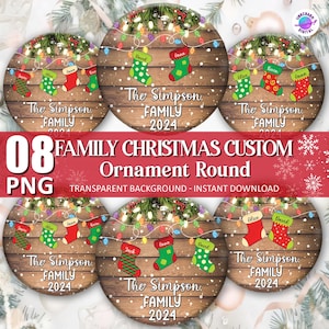 Personalized Family Stocking Ornament Png, 2024 Family Png, Family Christmas Ornament Png Bundle, High Quality Clipart, Digital Download
