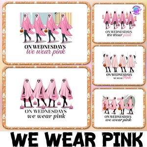 On Wednesday We Wear Pink Png Bundle, 20 PNG Mean Girls Ghost, Spooky Season Png Bundle, Pink Ghost Png, Mean Girls Png, Halloween Png