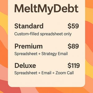 Plan de liquidación de deudas personalizado / Plantilla de Excel personalizada / Servicio de estrategia MeltMyDebt