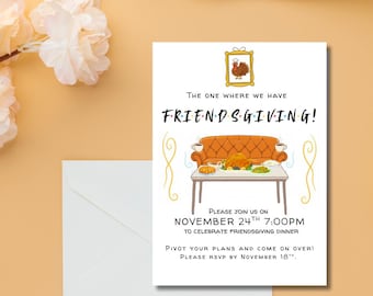 Friendsgiving Party Invitation Template • Editable Friends-Style Holiday Dinner Invite • Instant Download Friends Inspired Invitation