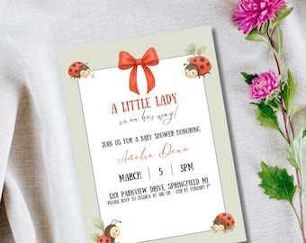Ladybug Baby Shower Invitation: Editable Canva Template (Digital Download)