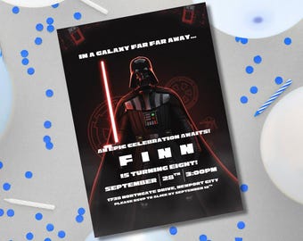 Darth Vader Birthday Invitation | Space Theme Party Printable | Star Wars Party Invite