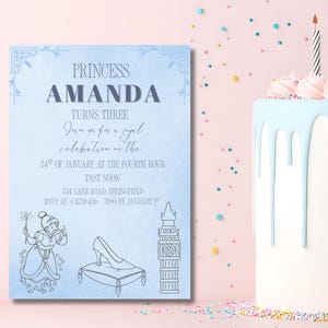 Cinderella Princess Birthday Invitation | Editable Royal Ball Party Invite for Girls | Digital Download Canva Template Princess Theme Party