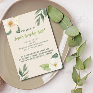 Tropical Birthday Invitation: Luau Party, Editable Canva Template (Digital Download, 5x7 inches)