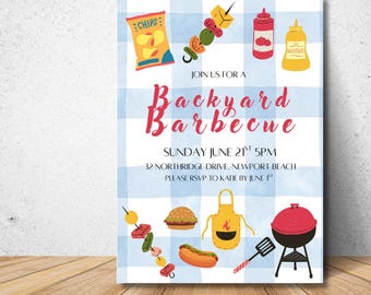 Backyard BBQ Invitation: Editable Party Template (Digital Download, 5x7 inches)