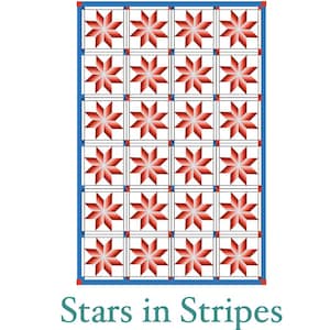 Stars In Stripes Quilt Pattern - 4 sizes (throw, twin, queen, king) - PDF Download
