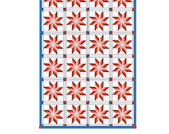 Stars In Stripes Quilt Pattern - 4 sizes (throw, twin, queen, king) - PDF Download