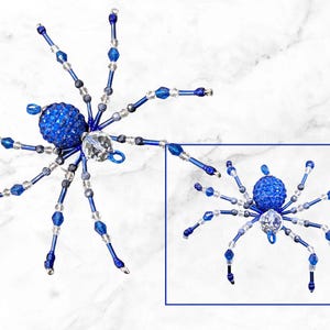 September Birthstone Spider Ornament • Blue Sapphire Beaded Spider • Good Luck Gift • Not a Toy • Collectible Decor • Christmas Spider