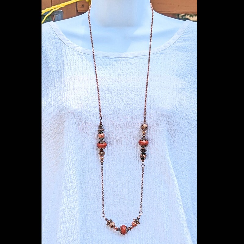 Long Gold and Brown Necklace main image 1