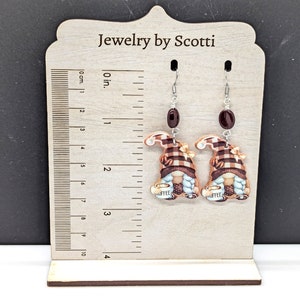 Image showing length of Coffee Bean Gnome Earrings