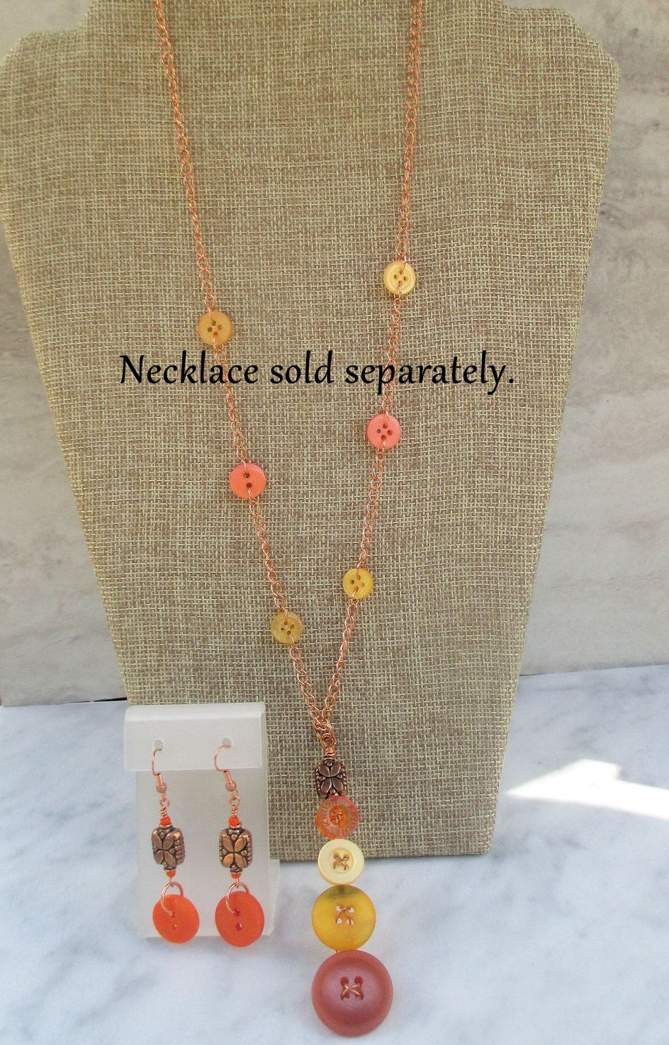 Burnt Orange Button Earrings Funky Earrings Copper Jewelry Etsy