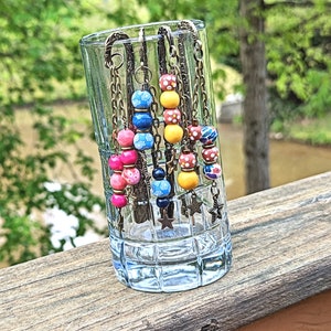 Bronze Chain Beaded Bookmark with Flower Beads and Star Charms | Colorful Book Accessories for Readers, Teachers, Students, Librarians