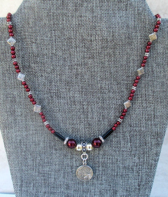 23in October Birthstone Unisex Jewelry Aries Virgo Birthstone Earthy Jasper Gemstone Pendant Necklace with Wood Beads and Cotton Cord