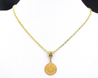 Gemini Zodiac Dainty Necklace, Gold Chain Pendant Jewelry, May June Astrology Sun Sign Birthday Gift, Length adjusts 18 to 19-1/2in