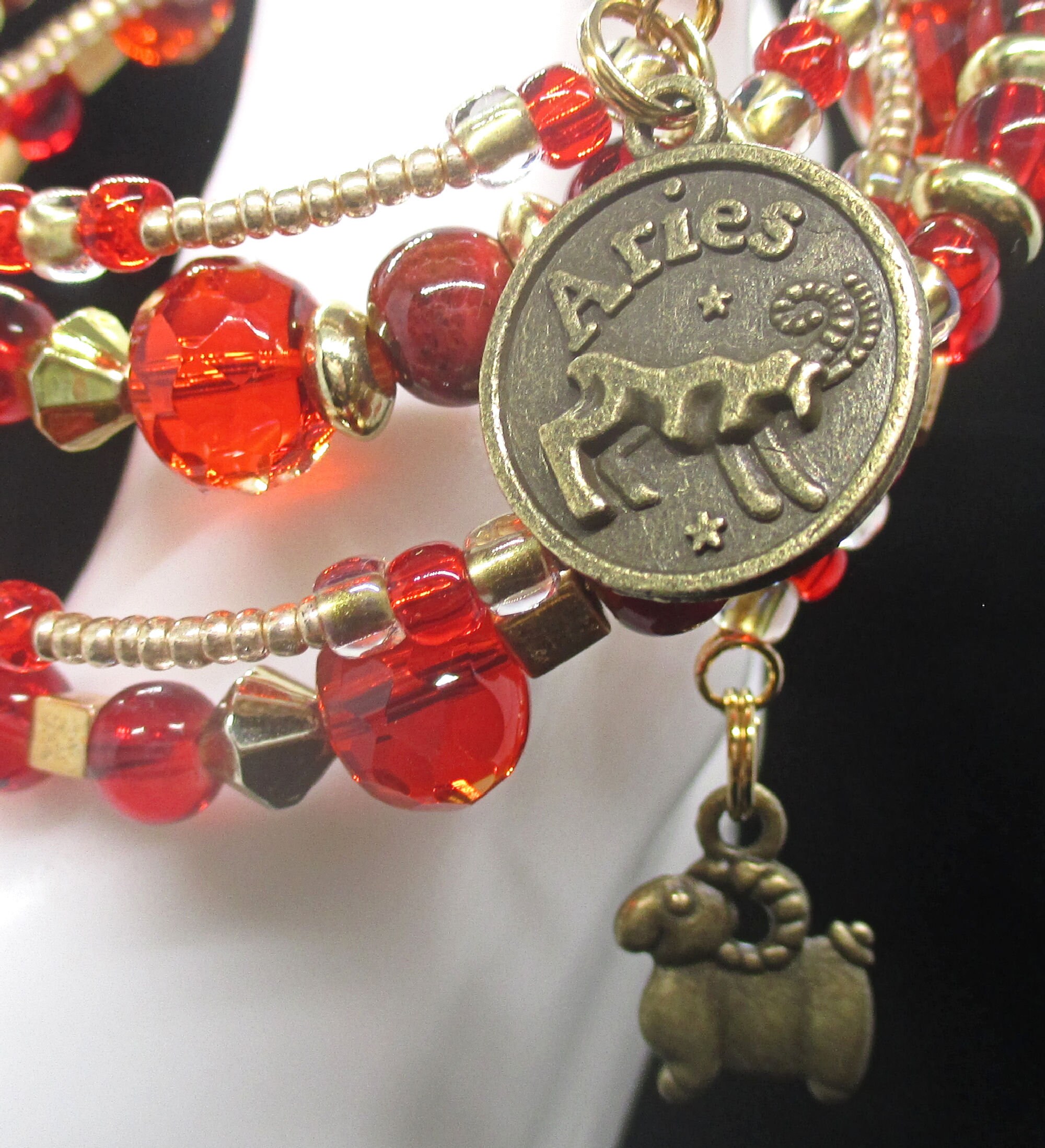 Aries Bracelet Zodiac Aries Gifts Aries Charm Bracelets Red Etsy