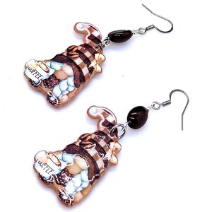 Overhead image of Coffee Bean Gnome Earrings