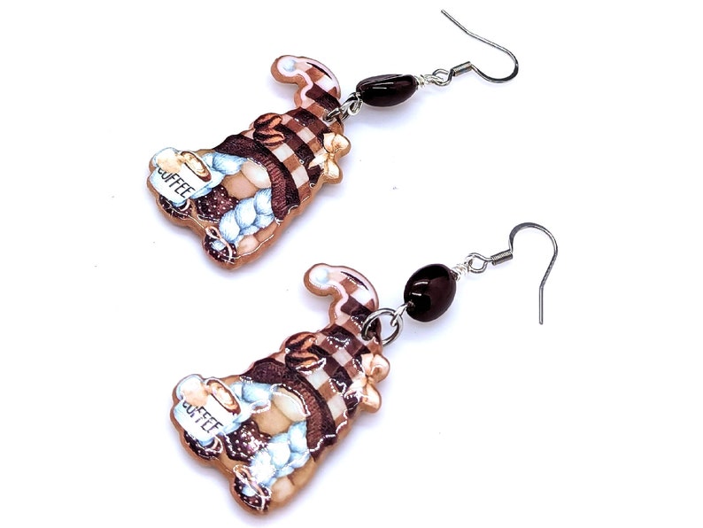Overhead image of Coffee Bean Gnome Earrings