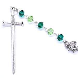 Silver Dragon Charm Sword Bookmark with Wire Wrapped Green Crystals | Fantasy Book Lover Gift | 3D Sword Page Marker | RPG Bookworm Gift