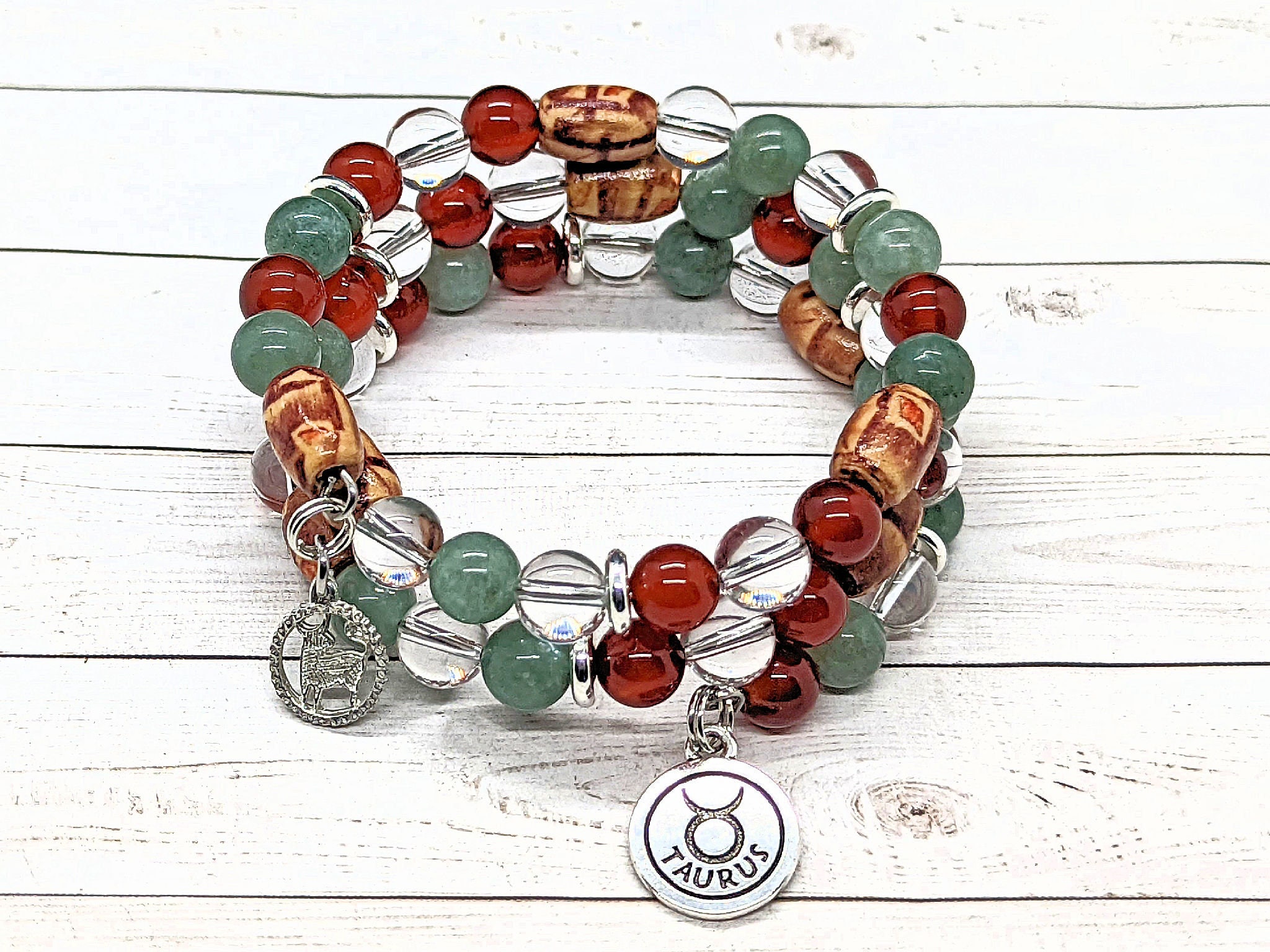 Taurus Gemstone Bracelet With Burmese Jade Carnelian and - Etsy